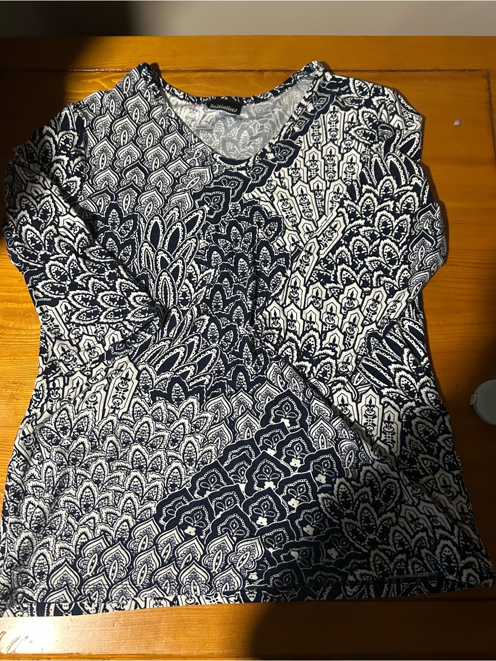 FREE! Black & White Printed V-Neck Top